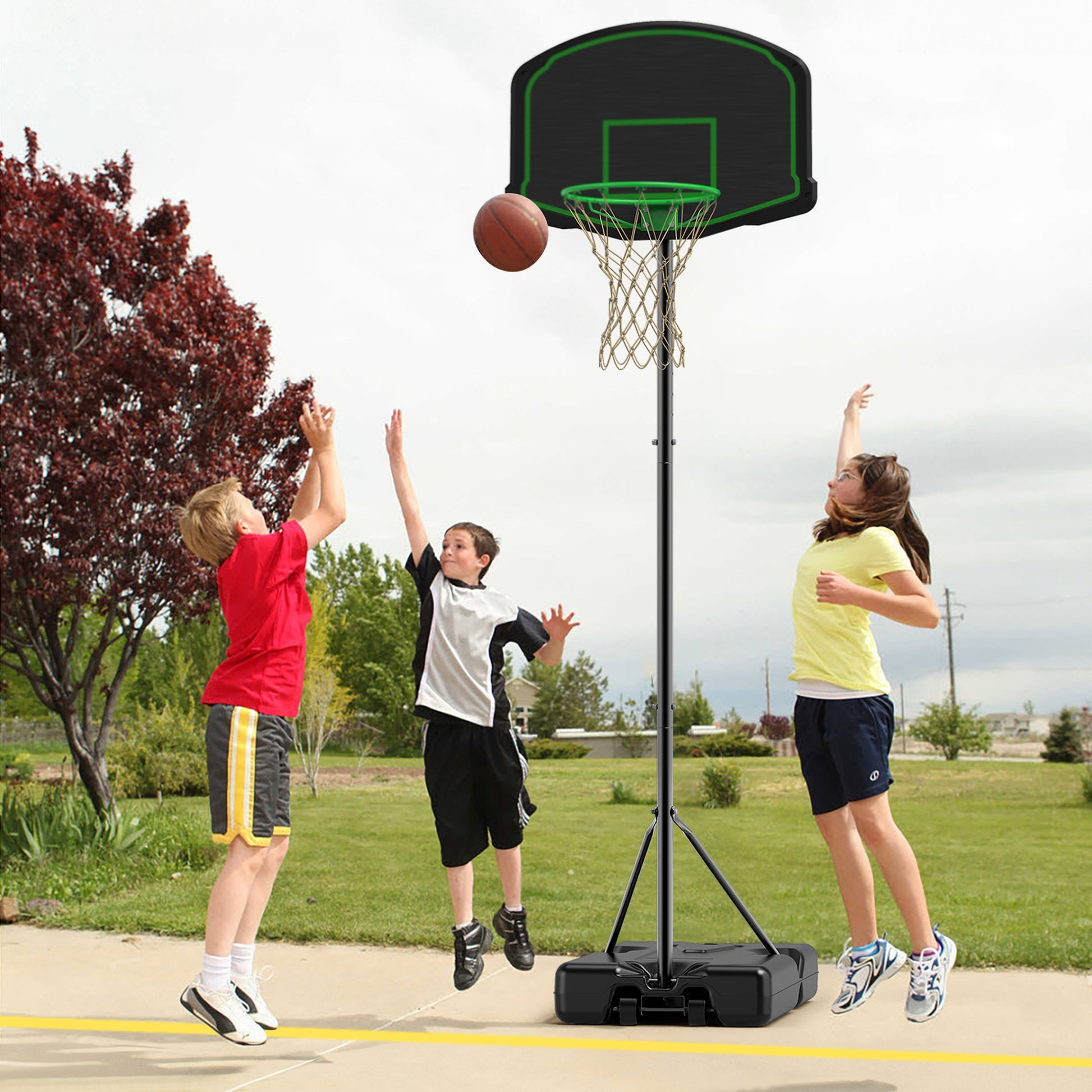 Basketball Hoop System Stand With 30In Backboard, Height Adjustable 60Inch 78Inch For Indoor Outdoor, Fillable Base With Wheels For Kids, Youth Black Steel