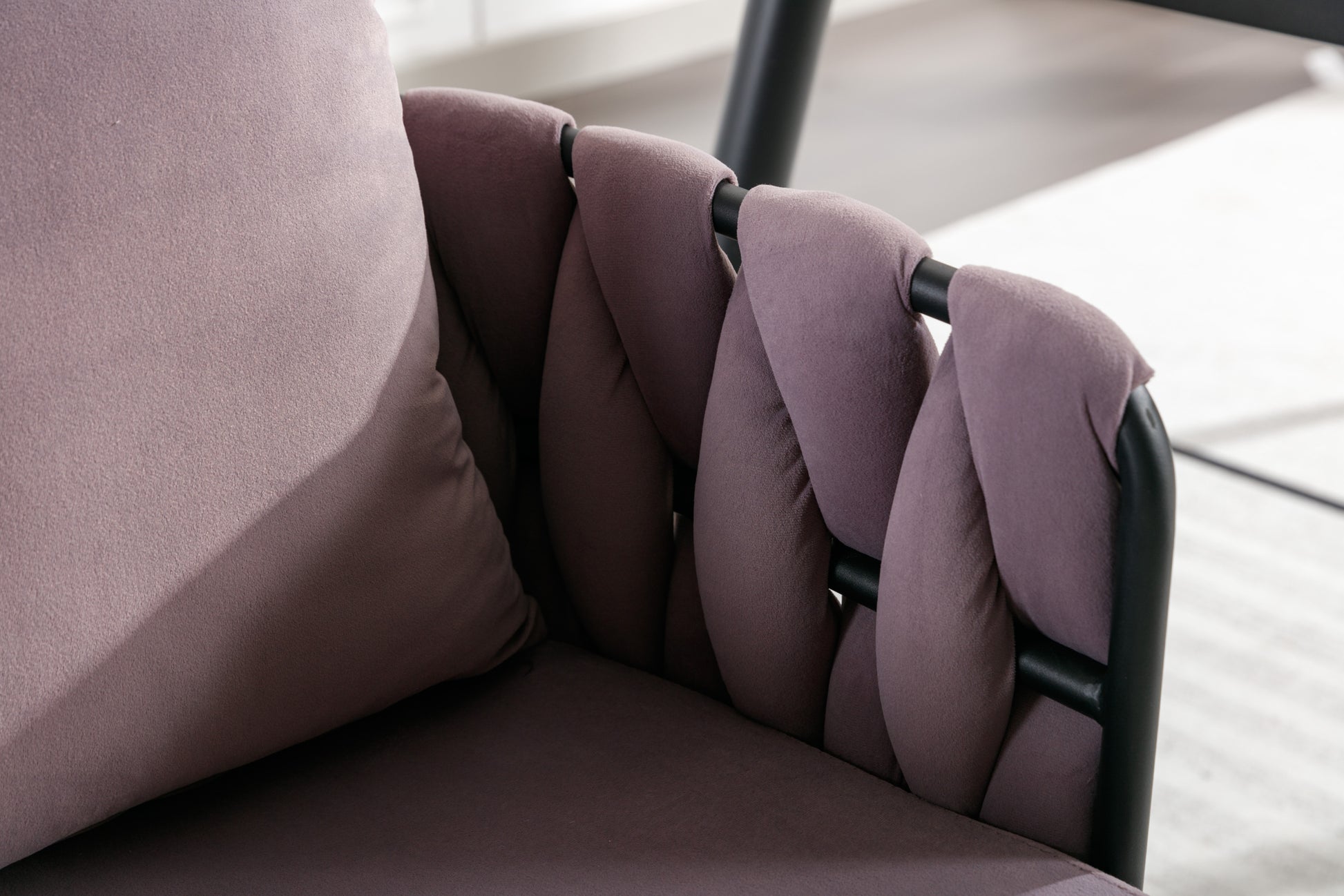 Pure Purple Modern Velvet Dining Chairs Set Of 2 Hand Weaving Accent Chairs Living Room Chairs Upholstered Side Chair With Black Metal Legs For Dining Room Kitchen Vanity Living Room Purple Velvet