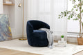 Chenille Fabric Swivel Accent Armchair Barrel Chair With Black Powder Coating Metal Ring,Blue Blue Foam Chenille