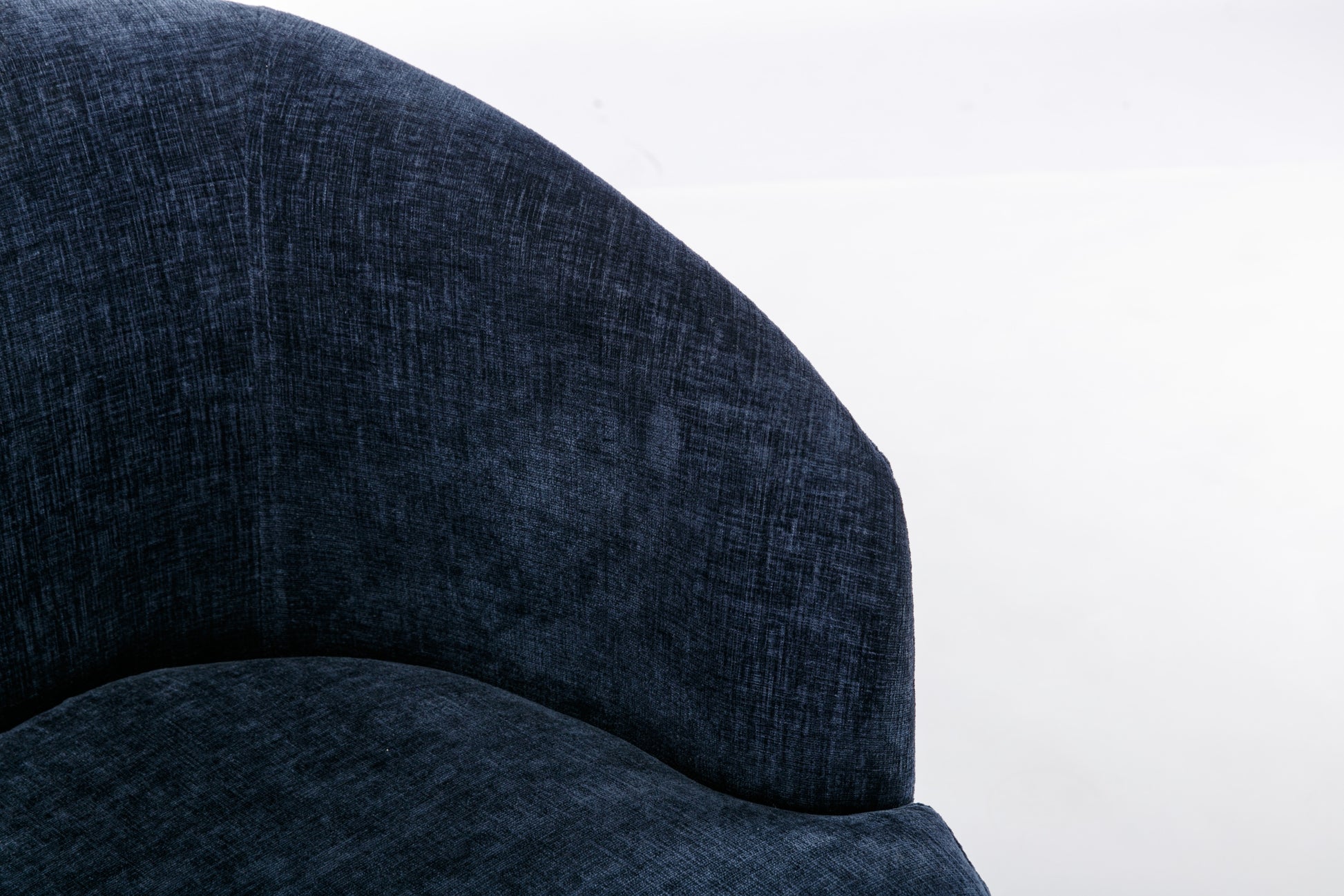 Chenille Fabric Swivel Accent Armchair Barrel Chair With Black Powder Coating Metal Ring,Blue Blue Foam Chenille