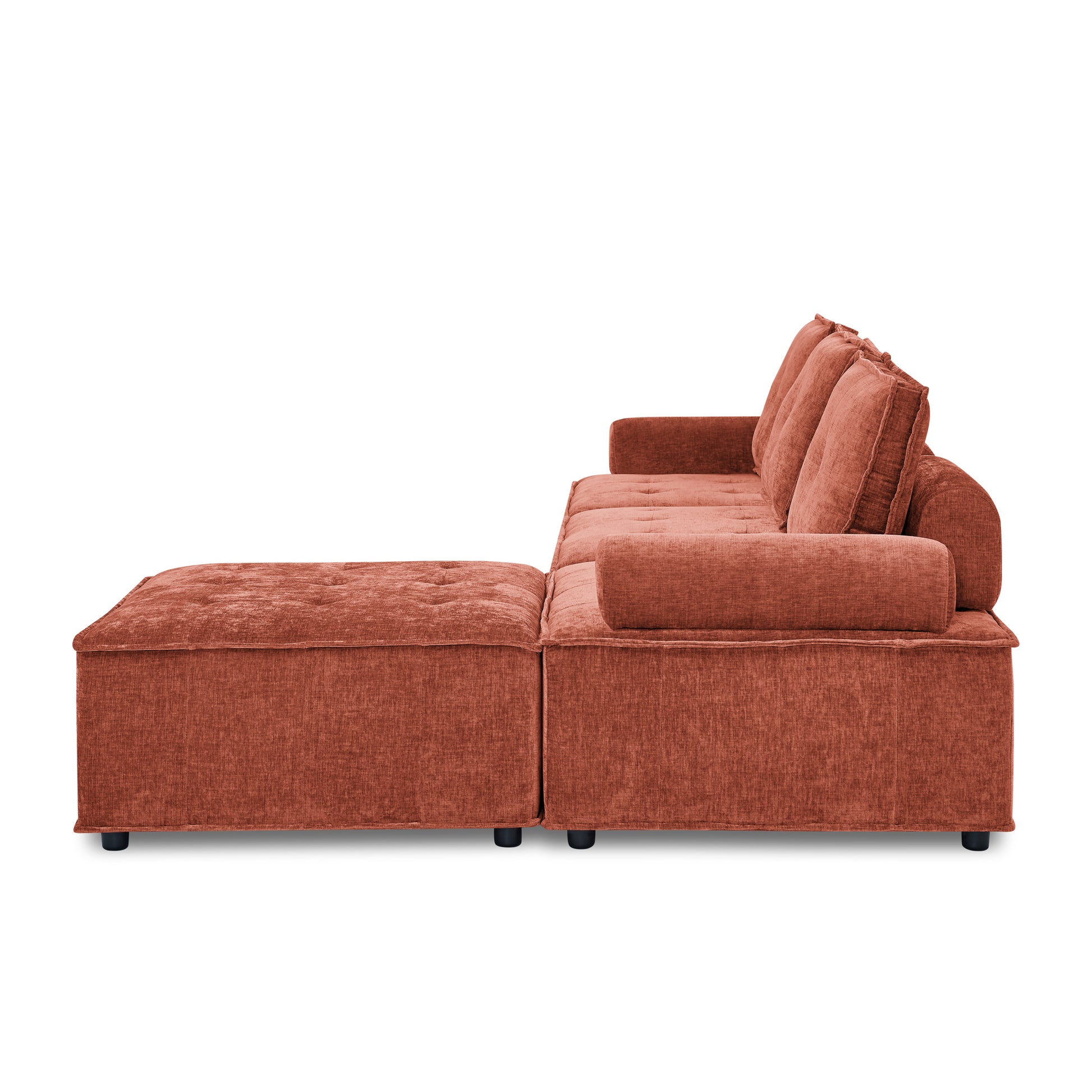 L Shape Modular Sectional Sofa, Diy Combination, Chenille Red Chenille Wood Tight Back Eucalyptus Square Arms Foam Chenille 4 Seat