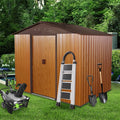 8Ft X 6Ft Outdoor Metal Storage Shed With Floor Base,Coffee W540S00014 Coffee Iron