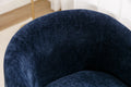 Chenille Fabric Swivel Accent Armchair Barrel Chair With Black Powder Coating Metal Ring,Blue Blue Foam Chenille