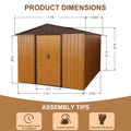 8Ft X 10Ft Outdoor Metal Storage Shed With Metal Floor Base,Coffee Coffee Iron