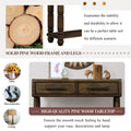 Light Luxury Retro Sofa Table With Outlets, 54 Inch Pine Wood Console Table With 2 Power Outlets And 2 Usb Ports For Entryway Hallway Living Room With Solid Wood Legs Antique Yellow Antique Yellow Built In Outlets Or Usb Primary Living Space American