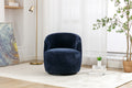 Chenille Fabric Swivel Accent Armchair Barrel Chair With Black Powder Coating Metal Ring,Blue Blue Foam Chenille