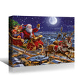 Framed Canvas Wall Art Decor Painting For Chrismas, Santa On Sleigh With Reindeer Gift Painting For Chrismas Gift, Decoration For Chrismas Eve Office Living Room, Bedroom Decor 4028Inch Thickness 1.5I Rectangle Framed Multicolor Christmas Oversized 41In