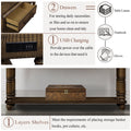 Light Luxury Retro Sofa Table With Outlets, 54 Inch Pine Wood Console Table With 2 Power Outlets And 2 Usb Ports For Entryway Hallway Living Room With Solid Wood Legs Antique Yellow Antique Yellow Built In Outlets Or Usb Primary Living Space American
