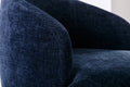 Chenille Fabric Swivel Accent Armchair Barrel Chair With Black Powder Coating Metal Ring,Blue Blue Foam Chenille