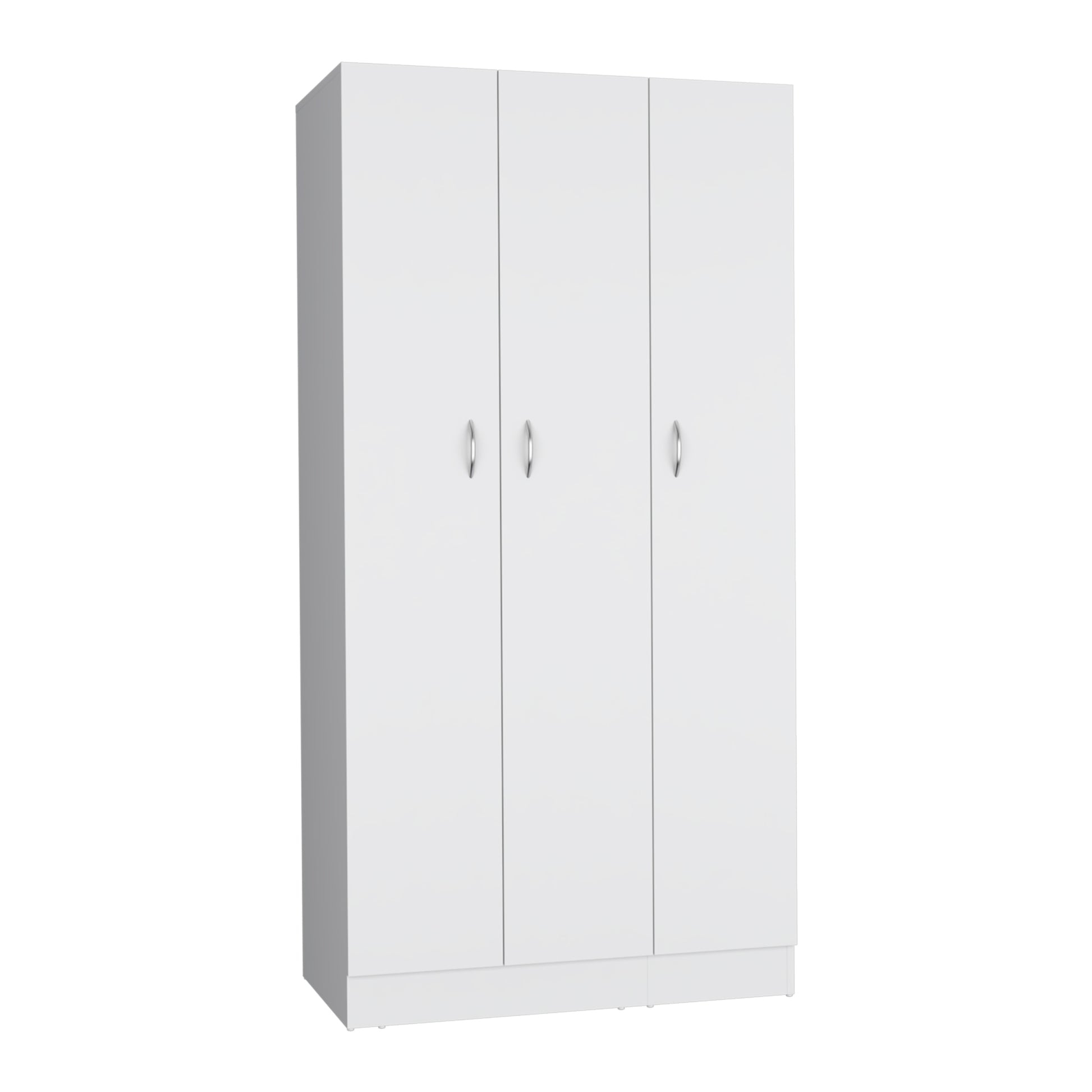 Wardrobe Armoire 71H" With 3 Doors And 2 Inner Drawers, 3 Doors, White White Bedroom Modern Pine Particle Board Particle Board