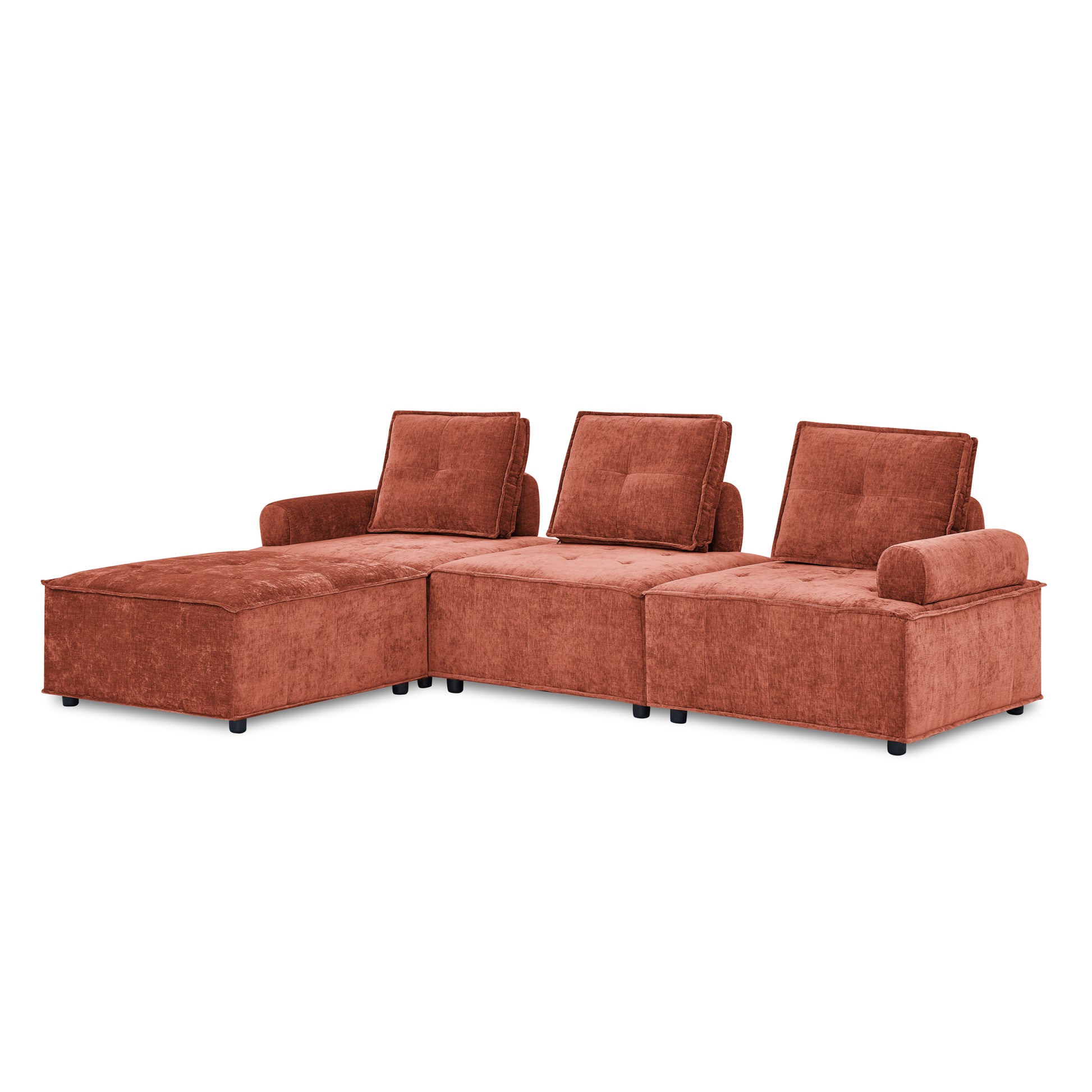 L Shape Modular Sectional Sofa, Diy Combination, Chenille Red Chenille Wood Tight Back Eucalyptus Square Arms Foam Chenille 4 Seat