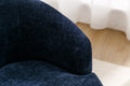 Chenille Fabric Swivel Accent Armchair Barrel Chair With Black Powder Coating Metal Ring,Blue Blue Foam Chenille
