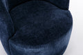 Chenille Fabric Swivel Accent Armchair Barrel Chair With Black Powder Coating Metal Ring,Blue Blue Foam Chenille