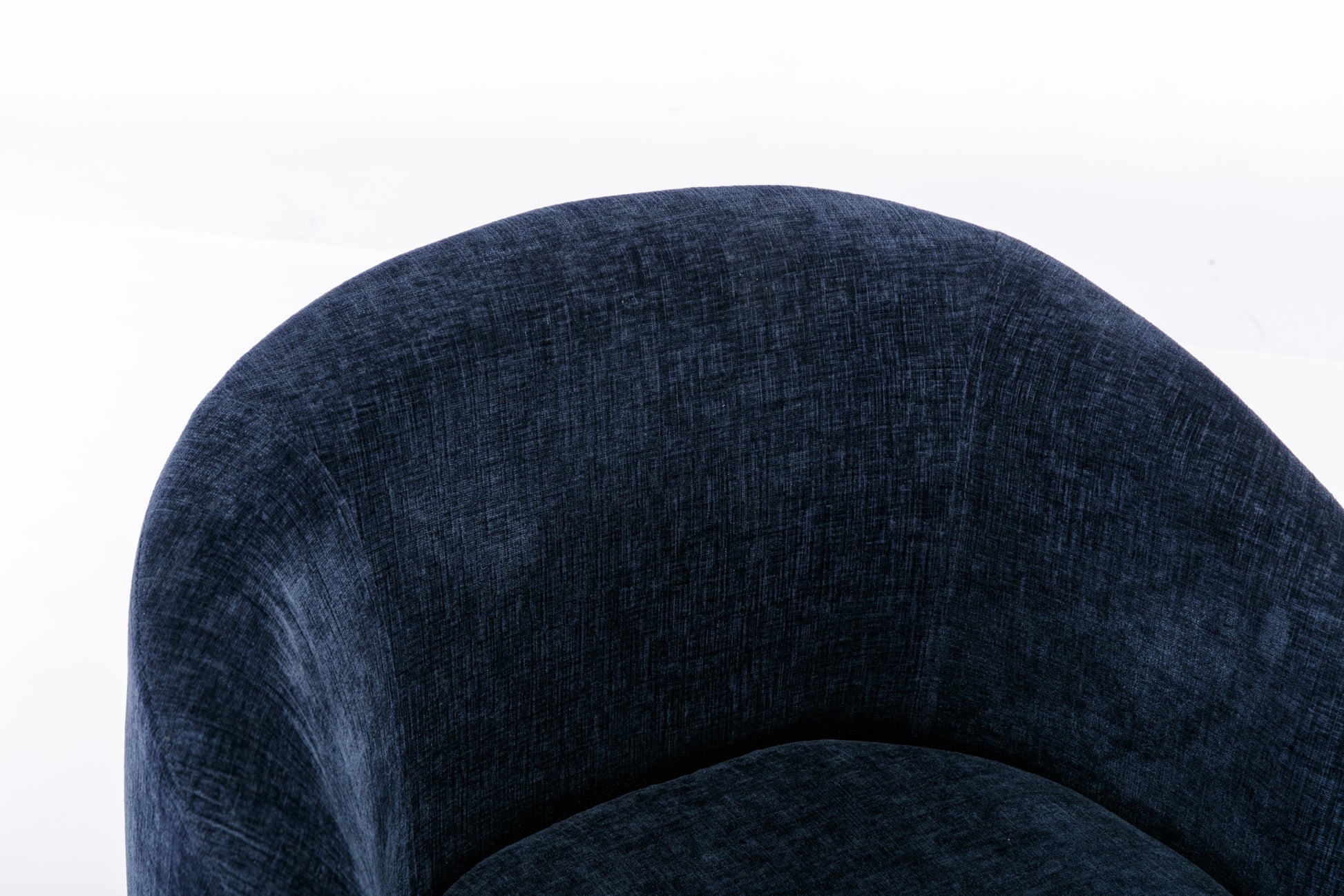 Chenille Fabric Swivel Accent Armchair Barrel Chair With Black Powder Coating Metal Ring,Blue Blue Foam Chenille