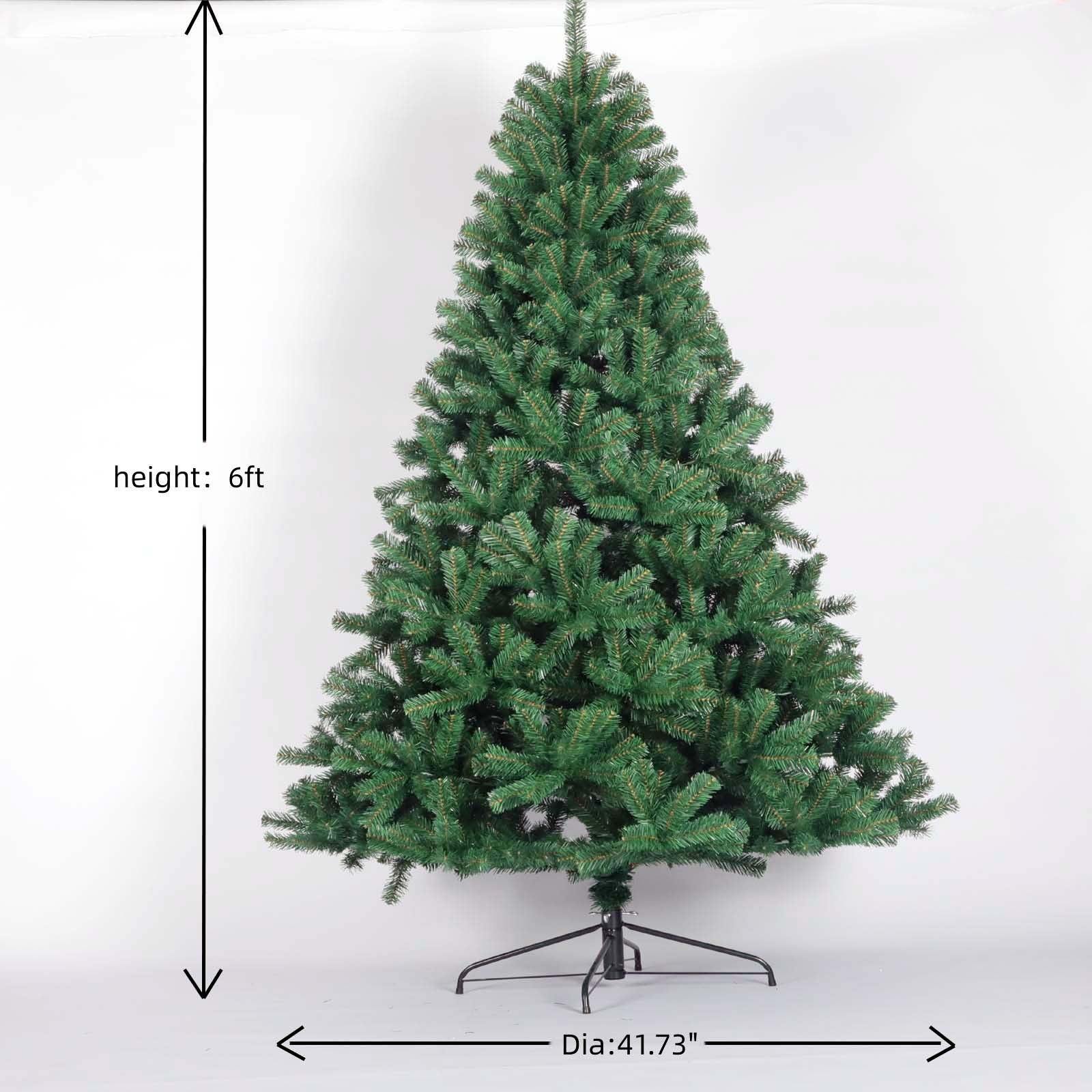 6Ft Artificial Christmas Tree Full Natural Spruce Pvc Fir Tree Foldable Metal Stand Unlit Green Green Iron Pvc