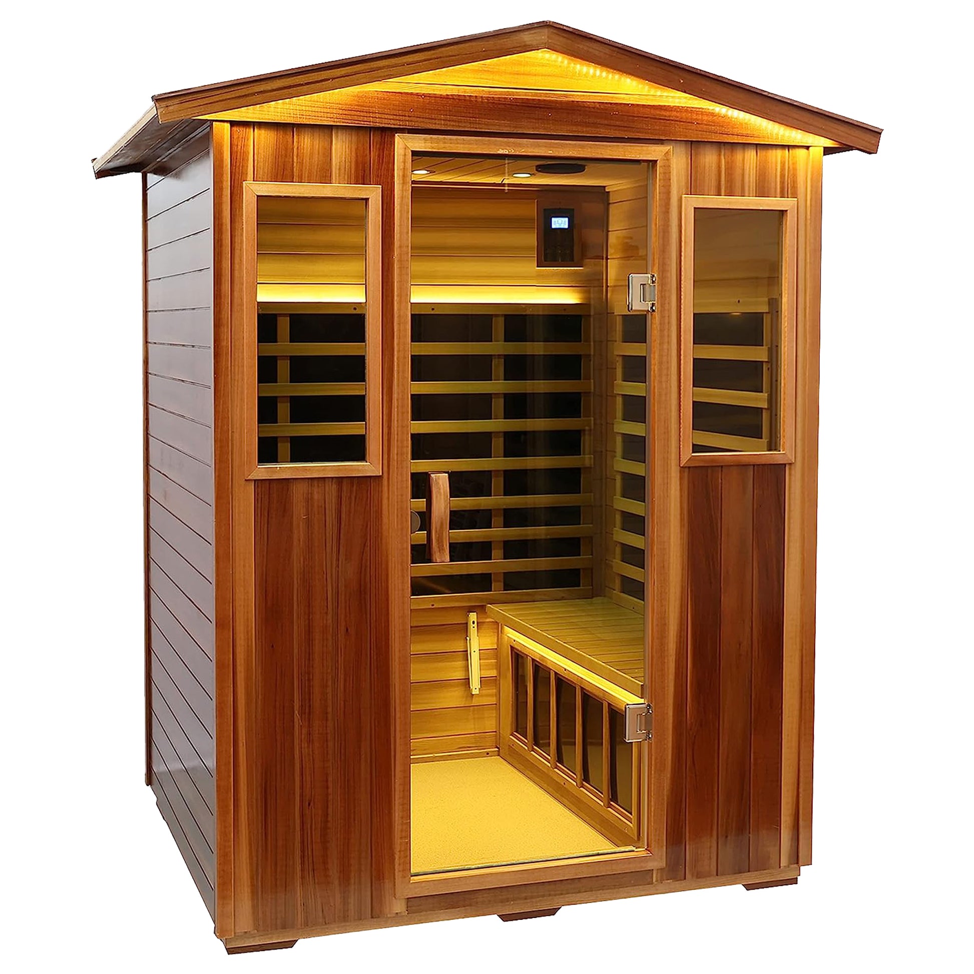 Four Person Far Infrared Outdoor Sauna B Natural Wood Solid Wood