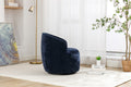 Chenille Fabric Swivel Accent Armchair Barrel Chair With Black Powder Coating Metal Ring,Blue Blue Foam Chenille
