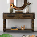 Light Luxury Retro Sofa Table With Outlets, 54 Inch Pine Wood Console Table With 2 Power Outlets And 2 Usb Ports For Entryway Hallway Living Room With Solid Wood Legs Antique Yellow Antique Yellow Built In Outlets Or Usb Primary Living Space American