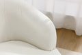 Chenille Fabric Swivel Accent Armchair Barrel Chair With Black Powder Coating Metal Ring,Ivory Ivory Foam Chenille