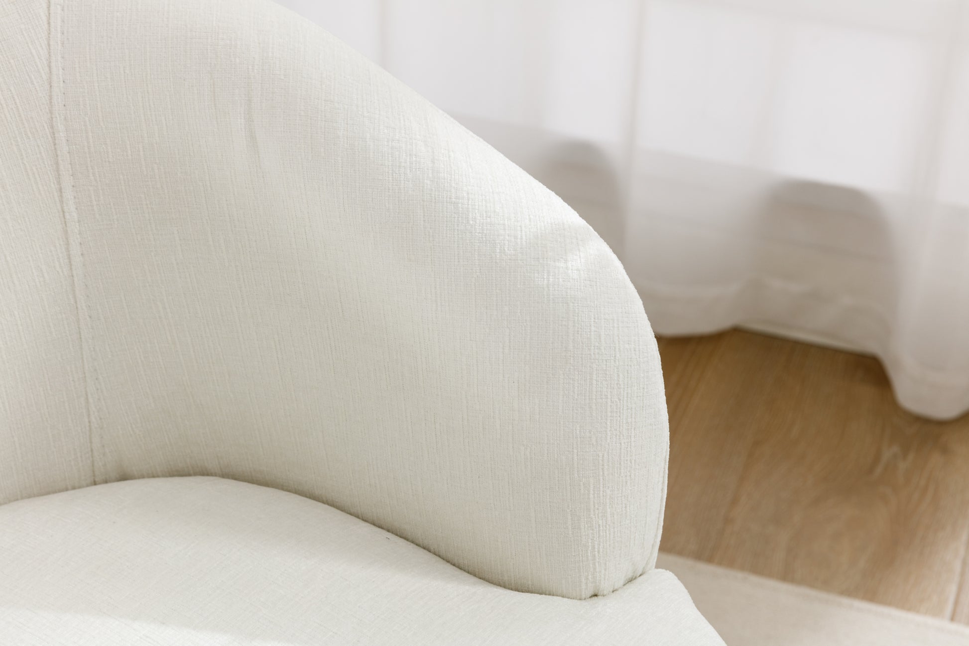 Chenille Fabric Swivel Accent Armchair Barrel Chair With Black Powder Coating Metal Ring,Ivory Ivory Foam Chenille