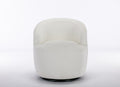 Chenille Fabric Swivel Accent Armchair Barrel Chair With Black Powder Coating Metal Ring,Ivory Ivory Foam Chenille