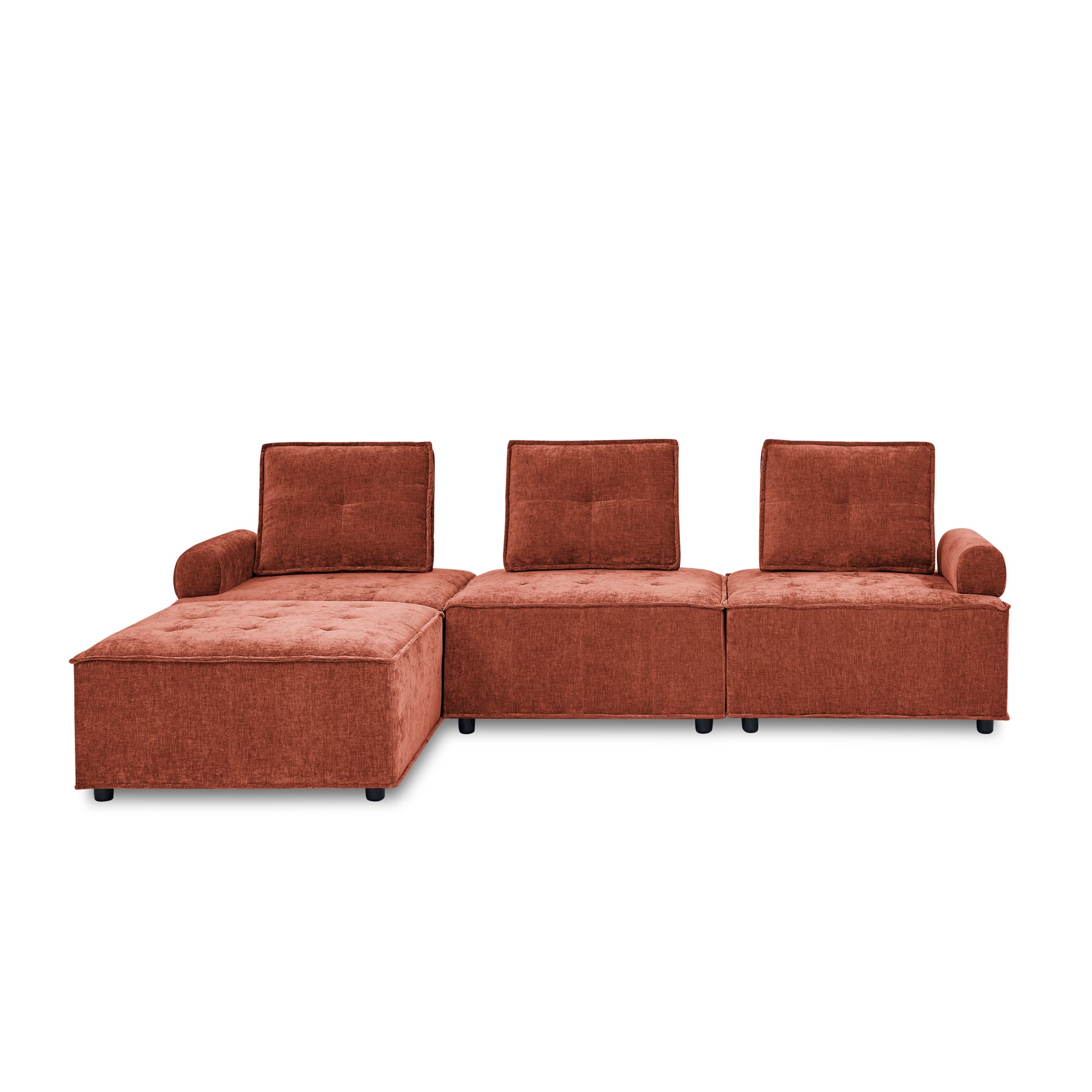 L Shape Modular Sectional Sofa, Diy Combination, Chenille Red Chenille Wood Tight Back Eucalyptus Square Arms Foam Chenille 4 Seat