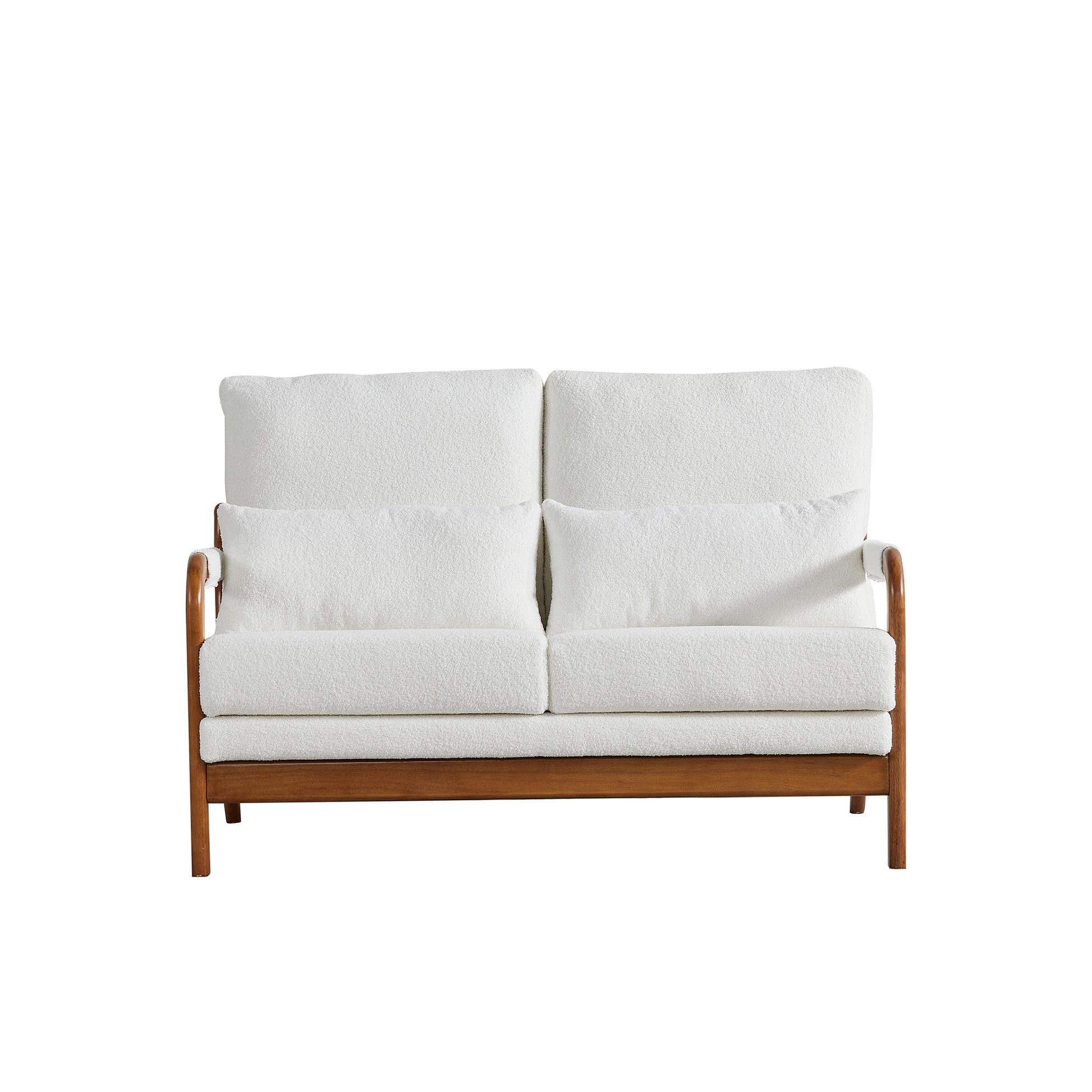 49.01"Modern Teddy Fabric Loveseat,Wood Frame Sofa For Living Room White Teddy 2 Seat