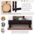 Light Luxury Retro Sofa Table With Outlets, 54 Inch Pine Wood Console Table With 2 Power Outlets And 2 Usb Ports For Entryway Hallway Living Room With Solid Wood Legs Dark Cherry Distressed Black Built In Outlets Or Usb Primary Living Space American