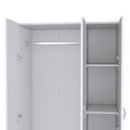 Ohio Armoire Wardrobe With 3 Doors, 2 Drawers, And 4 Tier Shelves White White Particle Board