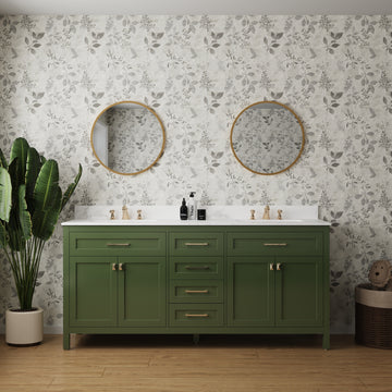 Vanity Sink Combo Featuring A Marble Countertop, Bathroom Sink Cabinet, And Home Decor Bathroom Vanities Fully Assembled Green 72 Inch Vanity With Sink 23V03 72Vg Green Wood Solid Wood