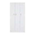 Ohio Armoire Wardrobe With 3 Doors, 2 Drawers, And 4 Tier Shelves White White Particle Board