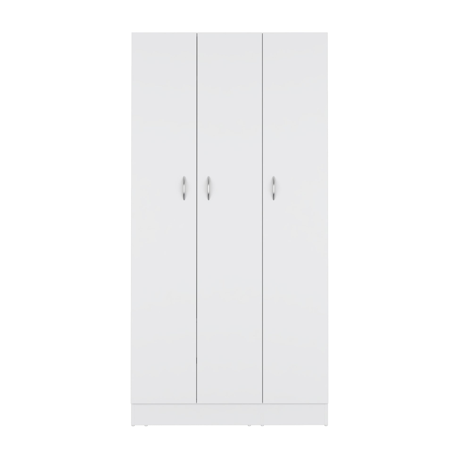 Ohio Armoire Wardrobe With 3 Doors, 2 Drawers, And 4 Tier Shelves White White Particle Board