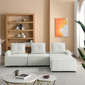 L Shape Modular Sectional Sofa, Diy Combination, Chenille White Chenille Wood Tight Back Eucalyptus Square Arms Foam Chenille 4 Seat