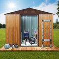 8Ft X 6Ft Outdoor Metal Storage Shed With Floor Base,Coffee W540S00014 Coffee Iron