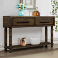 Light Luxury Retro Sofa Table With Outlets, 54 Inch Pine Wood Console Table With 2 Power Outlets And 2 Usb Ports For Entryway Hallway Living Room With Solid Wood Legs Antique Yellow Antique Yellow Built In Outlets Or Usb Primary Living Space American