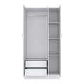 Ohio Armoire Wardrobe With 3 Doors, 2 Drawers, And 4 Tier Shelves White White Particle Board