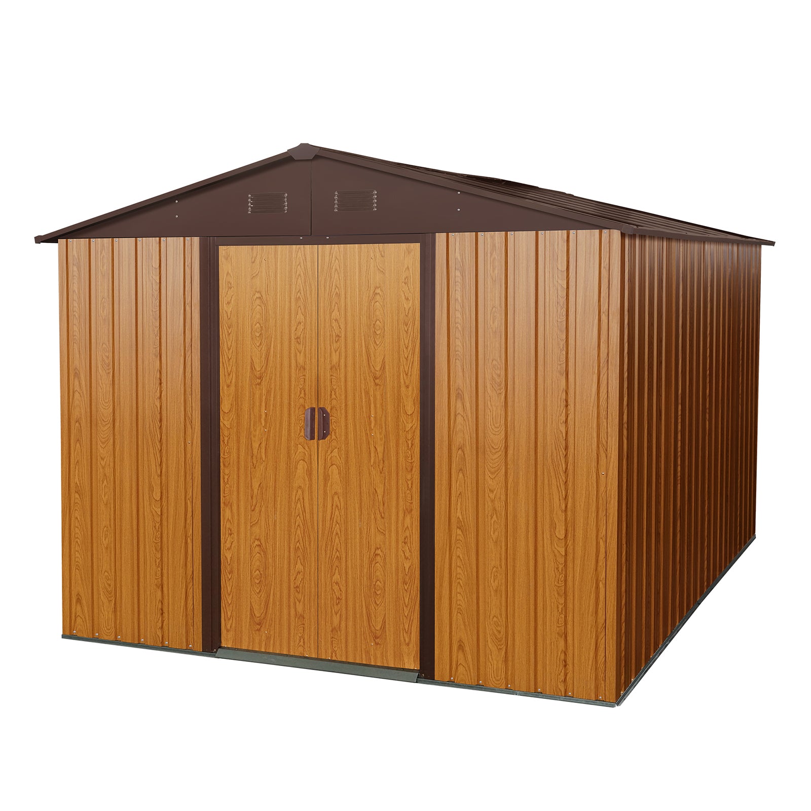 8Ft X 10Ft Outdoor Metal Storage Shed With Metal Floor Base,Coffee Coffee Iron