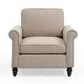Modern Upholstered Accent Chair Armchair, Fabric Reading Living Room Side Chair,Single Sofa Light Beige Burlap
