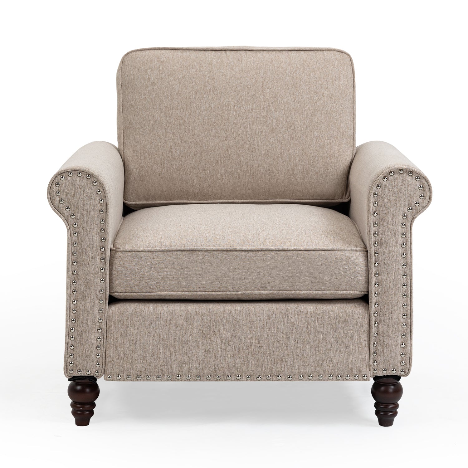 Modern Upholstered Accent Chair Armchair, Fabric Reading Living Room Side Chair,Single Sofa Light Beige Burlap