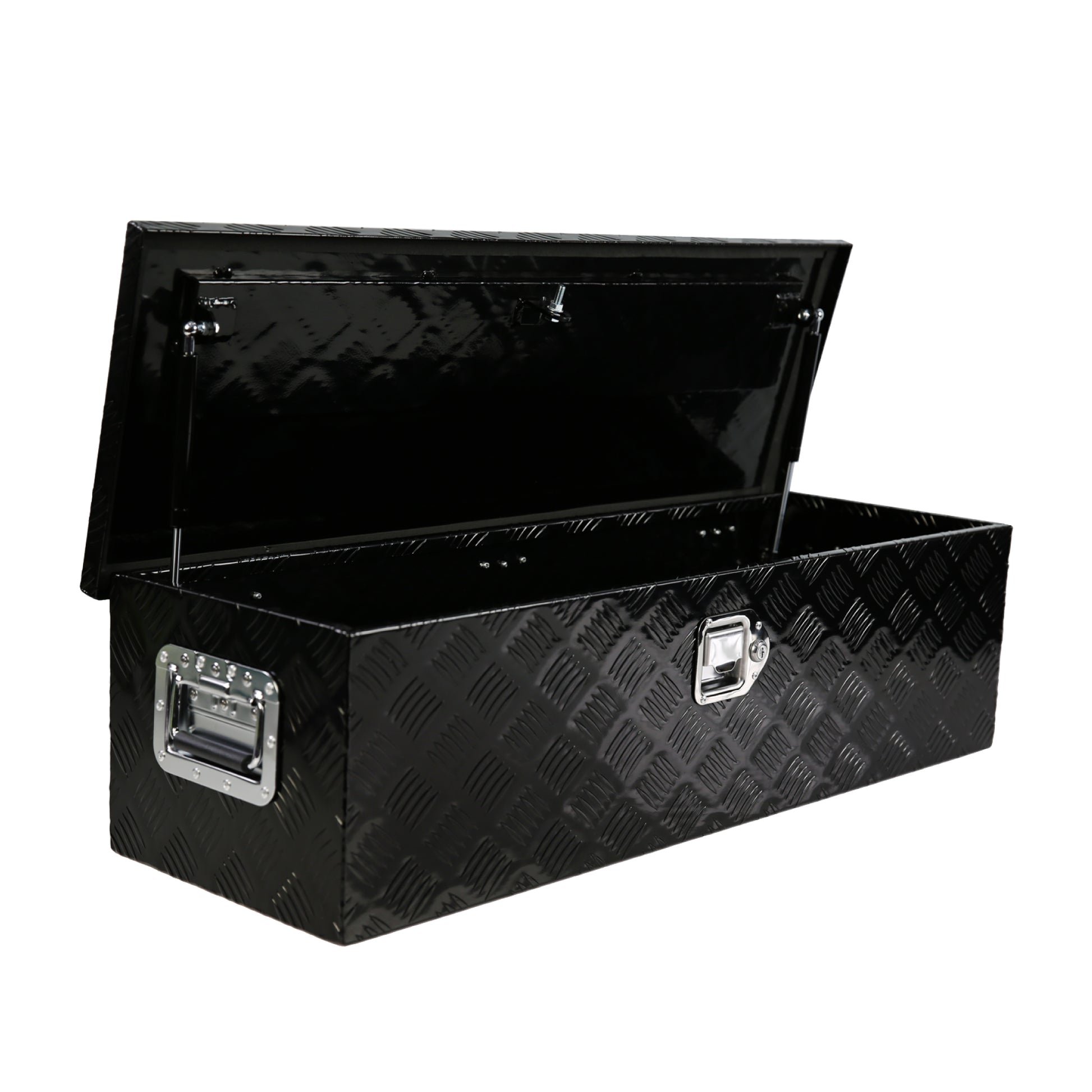 39 Inch Aluminum Truck Tool Long Box, Gas Strut, Truck Bed Tool Box With Side Handle ,Lock And 2 Ke, Tool Storage Box For Truck,Trailer,Pickup 38.8" 12.8" 10.4" Black Aluminum