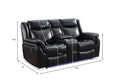 M05 2 Pieces Power Reclining Sofa Sets,Technical Leather Power Reclining Loveseat Power Recliner W Wireless Charger Led Strip For Living Room,Black Black Technical Leather
