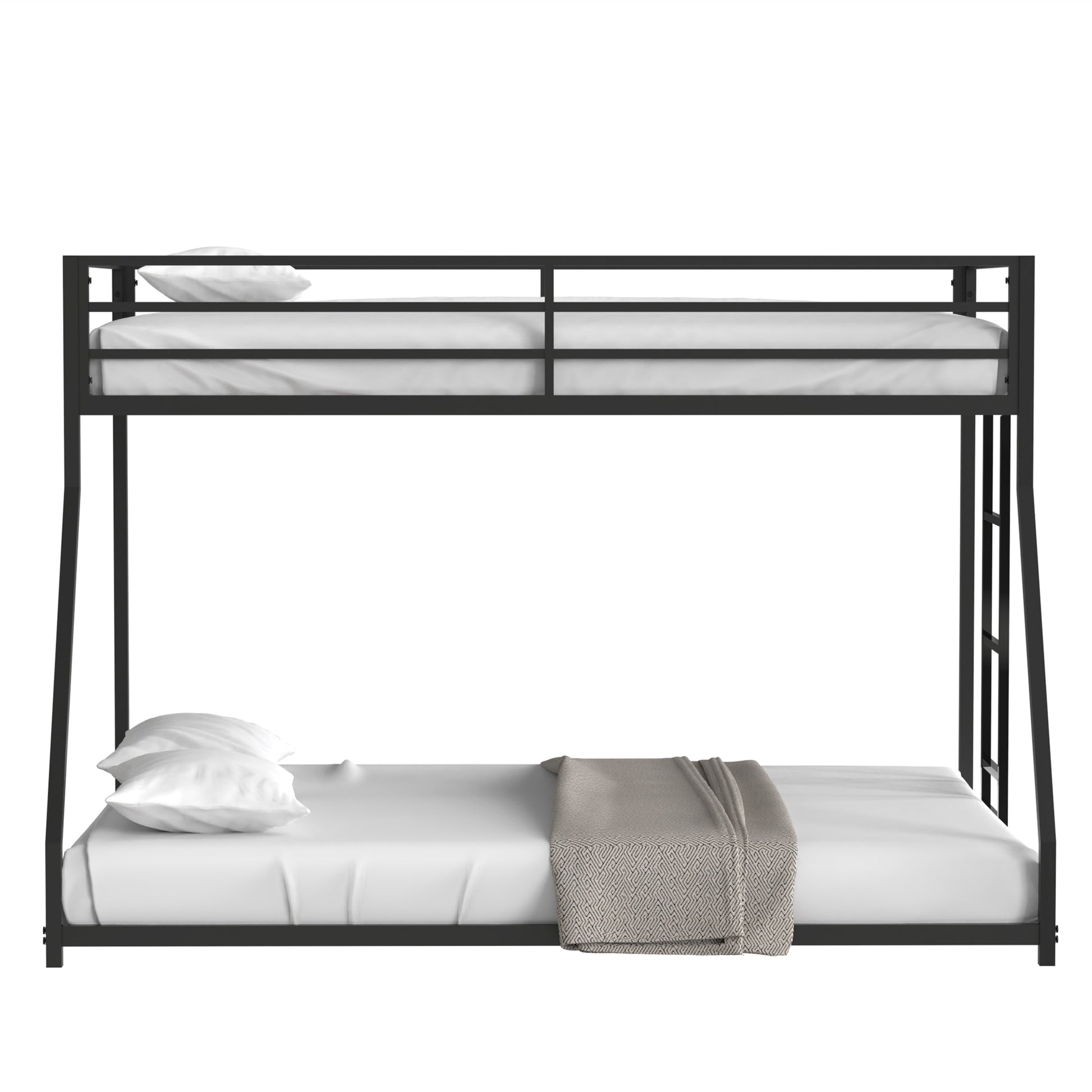 Adam Twin Over Full Metal Bunk, Black Full Box Spring Not Required Black Metal Bedroom Bunk Metal Metal