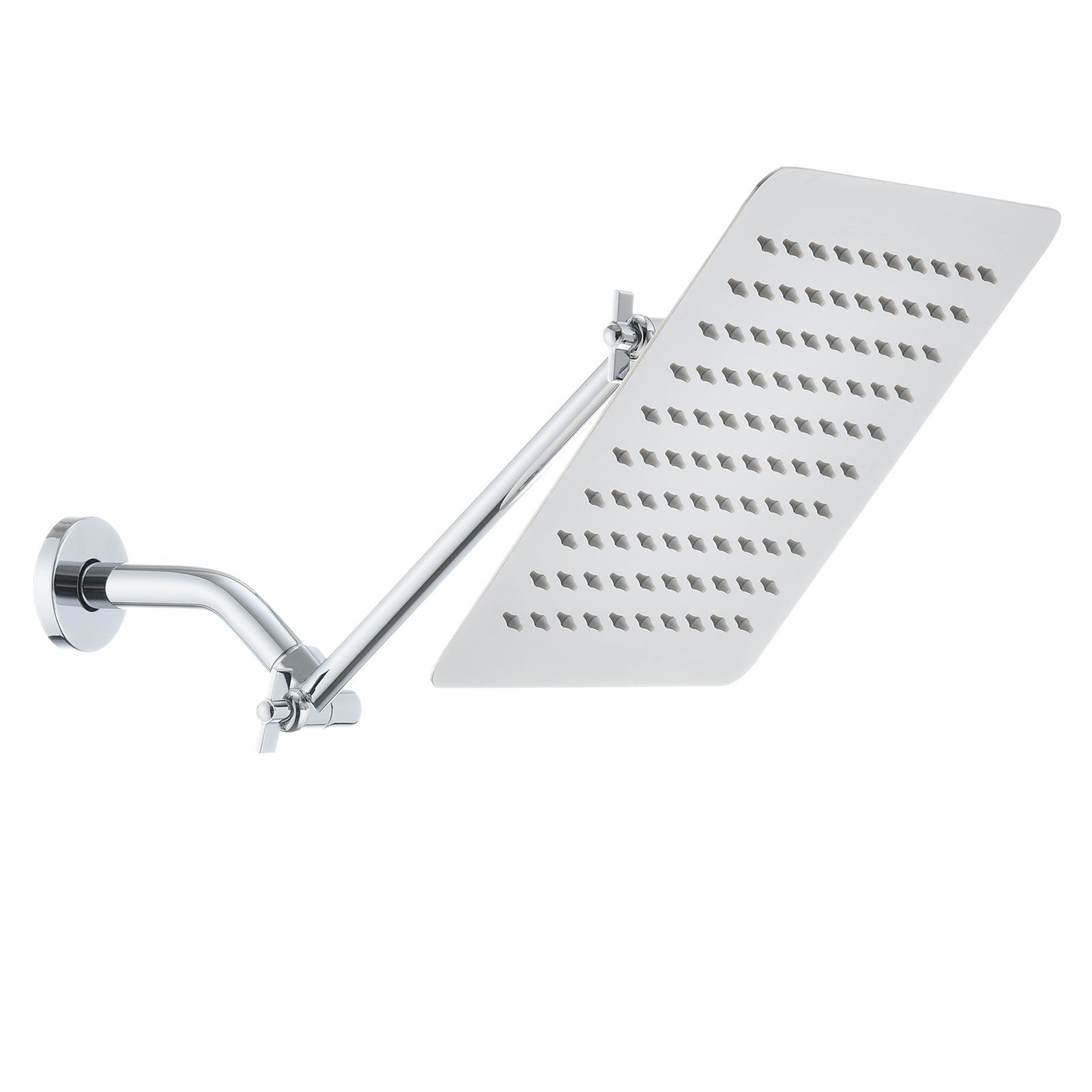 Chrome 10" Square Rainfall & High Pressure Stainless Steel Bath Shower Head Chrome Metal