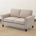 45 Inch, 2 Seater Loveseat Sofa, Mid Century Modern Couches For Living Room, Button Tufted Sofa Light Beige Burlap