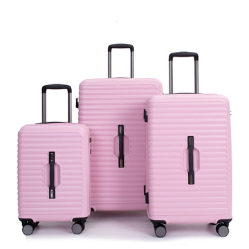 3 Piece Luggage Sets Pc Abs Lightweight Suitcase With Two Hooks, 360 Double Spinner Wheels, Tsa Lock, 21 25 29 Pink Pink Abs Pc