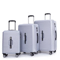 3 Piece Luggage Sets Pc Abs Lightweight Suitcase With Two Hooks, 360 Double Spinner Wheels, Tsa Lock, 21 25 29 Gray Gray Abs Pc