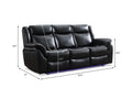 Power Reclining Sofa With Led Strip Drop Off Table Black Color Black Technical Leather