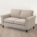 45 Inch, 2 Seater Loveseat Sofa, Mid Century Modern Couches For Living Room, Button Tufted Sofa Light Beige Burlap