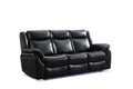 M05 2 Pieces Power Reclining Sofa Sets,Technical Leather Power Reclining Loveseat Power Recliner W Wireless Charger Led Strip For Living Room,Black Black Technical Leather