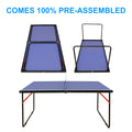 Table Tennis Table Midsize Foldable & Portable Ping Pong Table Set With Net And 2 Ping Pong Paddles For Indoor Outdoor Game Blue Mdf